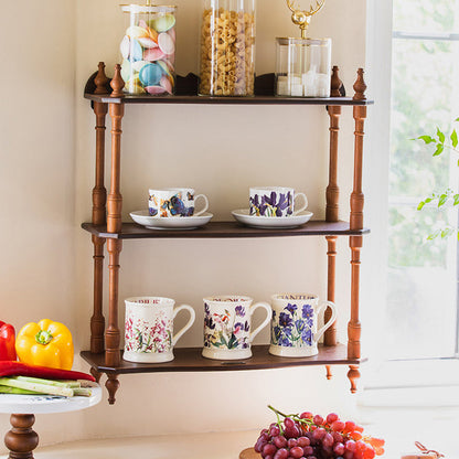Traditional Vintage Rubberwood Ash Wood Veneer Rectangular Desktop Display Rack 2/3-Layer For Living Room & Bedroom