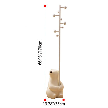 Contemporary Nordic Iron Resin Cartoon Rabbit & Bear Freestanding Kids Hall Tree 8-Hook For Bedroom & Entryway