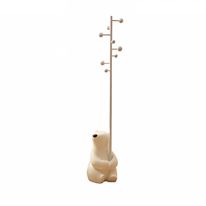 Contemporary Nordic Iron Resin Cartoon Rabbit & Bear Freestanding Kids Hall Tree 8-Hook For Bedroom & Entryway