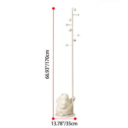 Contemporary Nordic Iron Resin Cartoon Rabbit & Bear Freestanding Kids Hall Tree 8-Hook For Bedroom & Entryway