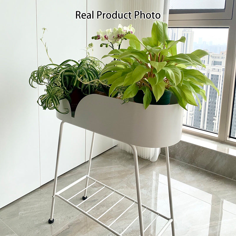 Modern Minimalist Iron Oval Plant Indoor Storage Shelf 2-Tier For Living Room & Balcony