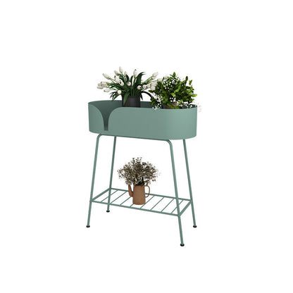 Modern Minimalist Iron Oval Plant Indoor Storage Shelf 2-Tier For Living Room & Balcony