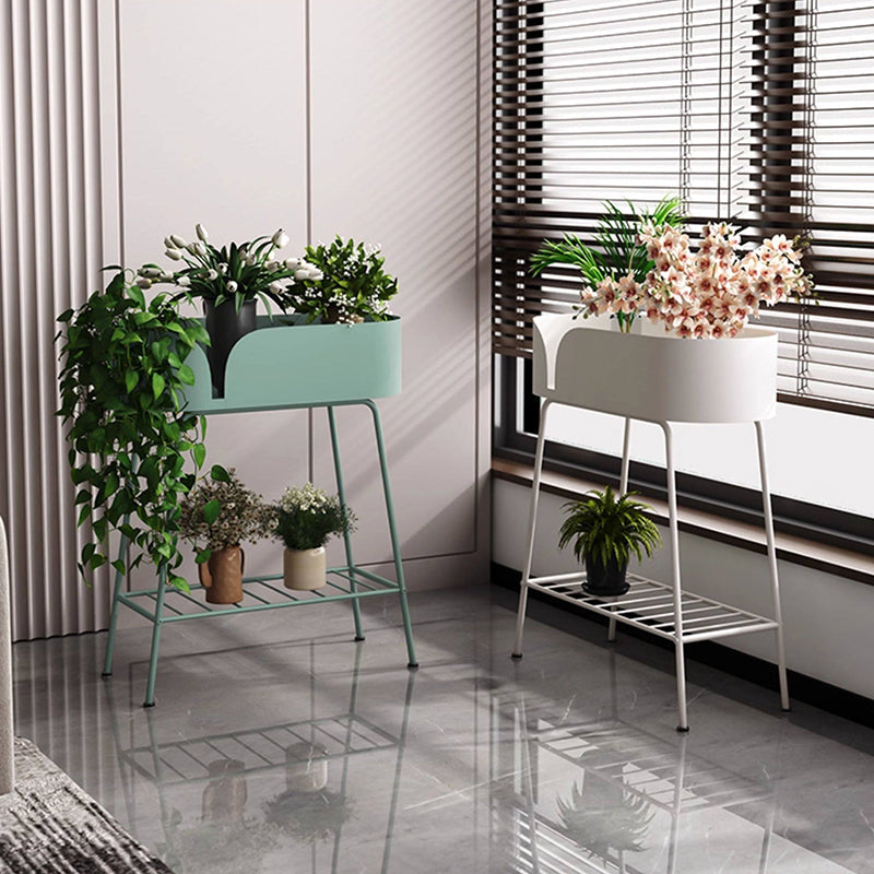 Modern Minimalist Iron Oval Plant Indoor Storage Shelf 2-Tier For Living Room & Balcony
