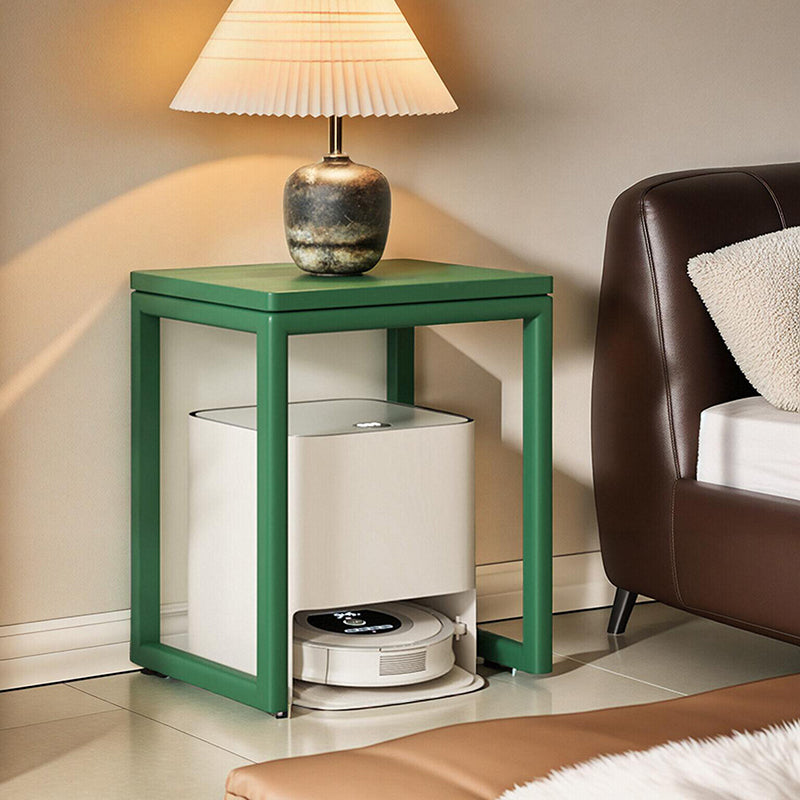 Modern Minimalist Rubberwood Rectangular Movable Side Table 1-Tier For Living Room