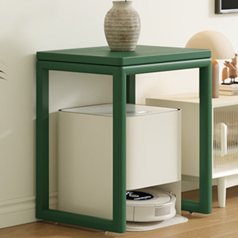 Modern Minimalist Rubberwood Rectangular Movable Side Table 1-Tier For Living Room