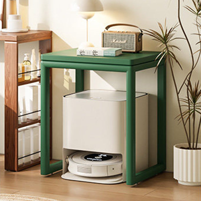 Modern Minimalist Rubberwood Rectangular Movable Side Table 1-Tier For Living Room