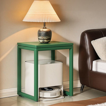 Modern Minimalist Rubberwood Rectangular Movable Side Table 1-Tier For Living Room