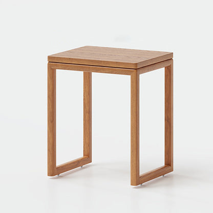 Modern Minimalist Rubberwood Rectangular Movable Side Table 1-Tier For Living Room