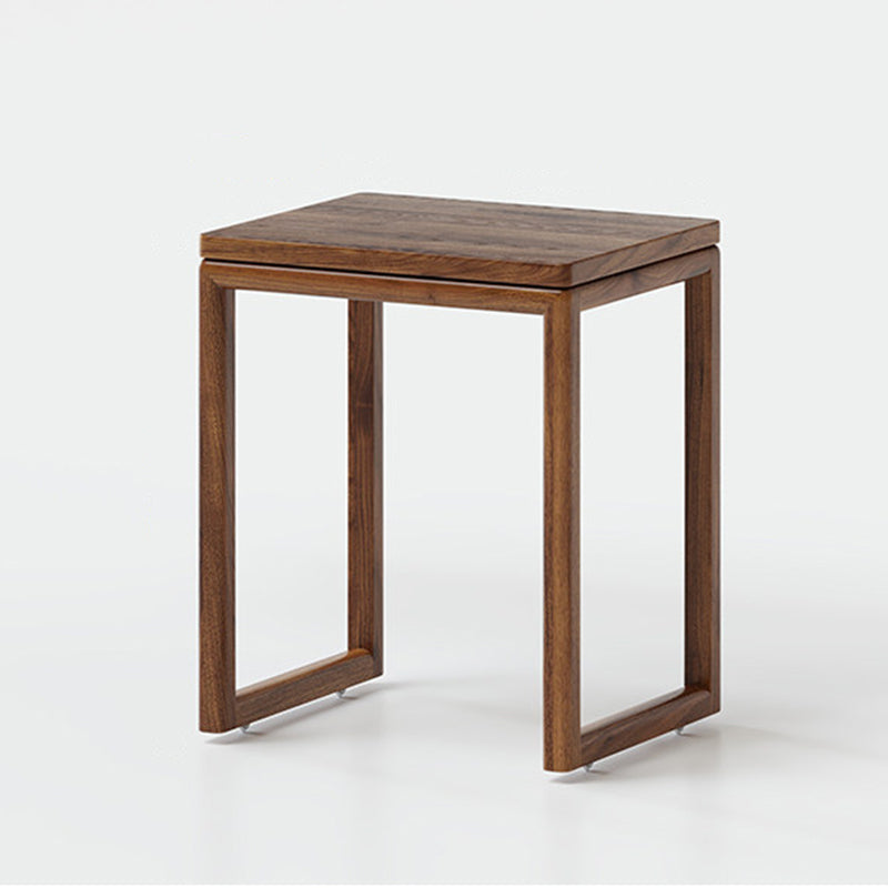 Modern Minimalist Rubberwood Rectangular Movable Side Table 1-Tier For Living Room