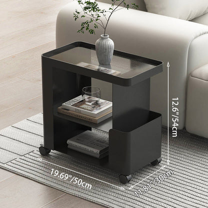Contemporary Creative Iron Rounded Rectangular Side Table With 3-Tier For Living Room