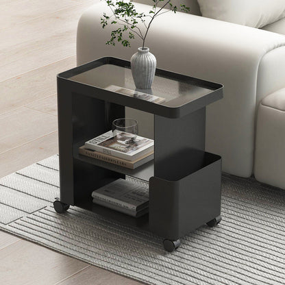 Contemporary Creative Iron Rounded Rectangular Side Table With 3-Tier For Living Room