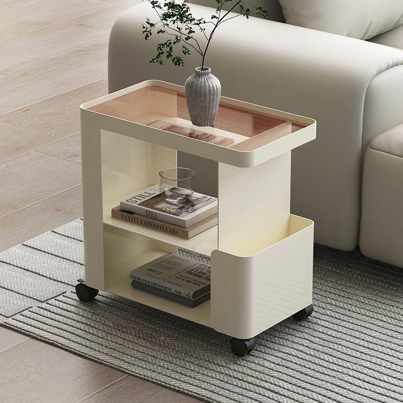 Contemporary Creative Iron Rounded Rectangular Side Table With 3-Tier For Living Room