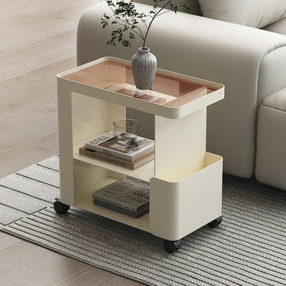 Contemporary Creative Iron Rounded Rectangular Side Table With 3-Tier For Living Room