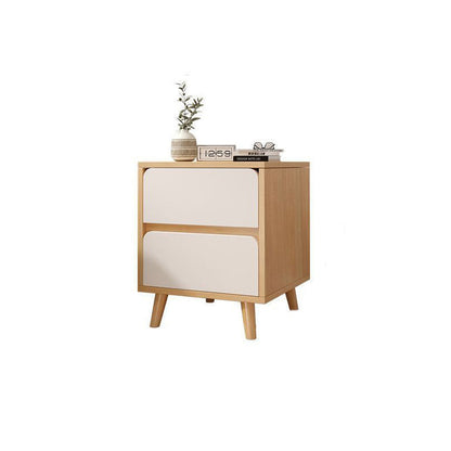 Modern Minimalist Medium-Density Fiberboard Solid Wood Cylinder Square Nightstand With 1/2/3 Drawers For Bedroom