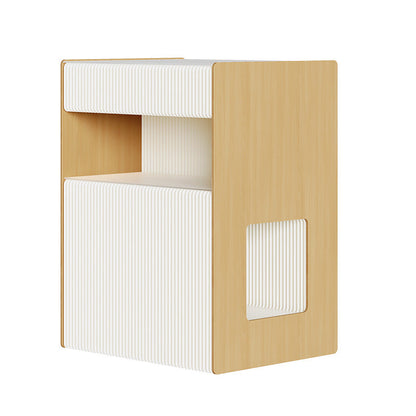 Contemporary Creative Kraft Paper Wood PS Board Rectangular Nightstand With 2 Tiers For Bedroom