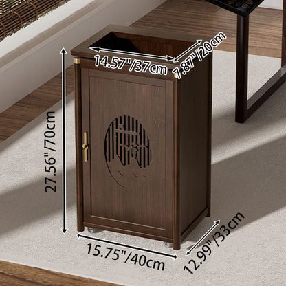 Traditional Vintage Bamboo MDF Carved Rectangular End Table With 1-Storage For Living Room