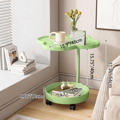 Modern Minimalist PP Iron Floral C-Shaped End Table 2-Tier For Living Room