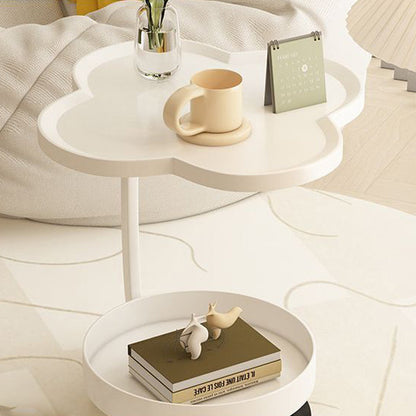 Modern Minimalist PP Iron Floral C-Shaped End Table 2-Tier For Living Room