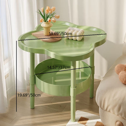 Modern Minimalist PP Iron Floral C-Shaped End Table 2-Tier For Living Room