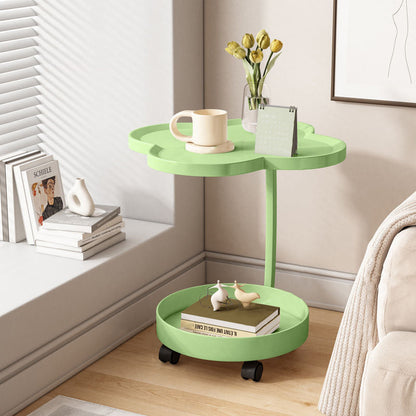 Modern Minimalist PP Iron Floral C-Shaped End Table 2-Tier For Living Room