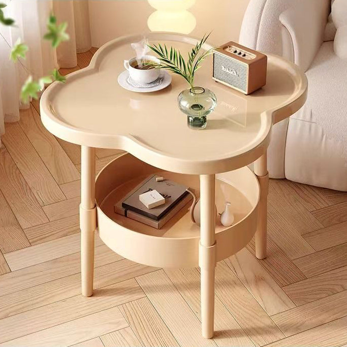 Modern Minimalist PP Iron Floral C-Shaped End Table 2-Tier For Living Room