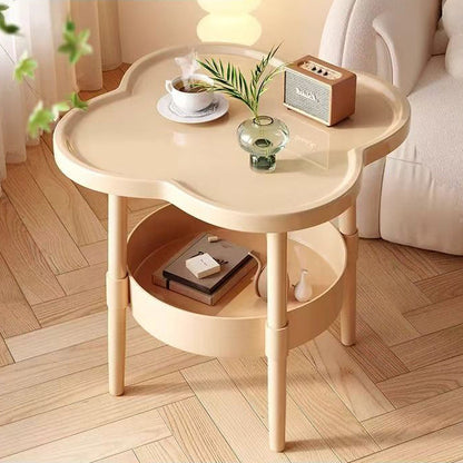 Modern Minimalist PP Iron Floral C-Shaped End Table 2-Tier For Living Room