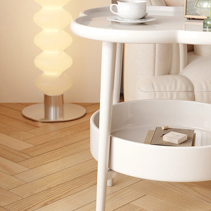 Modern Minimalist PP Iron Floral C-Shaped End Table 2-Tier For Living Room