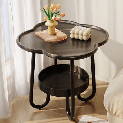 Contemporary Creative PP Carbon Steel Floral Curved End Table 2-Tier For Living Room