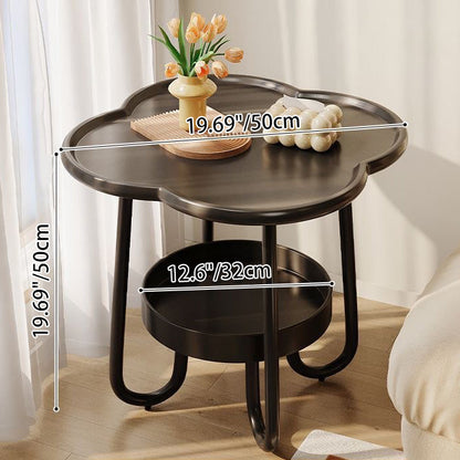 Contemporary Creative PP Carbon Steel Floral Curved End Table 2-Tier For Living Room