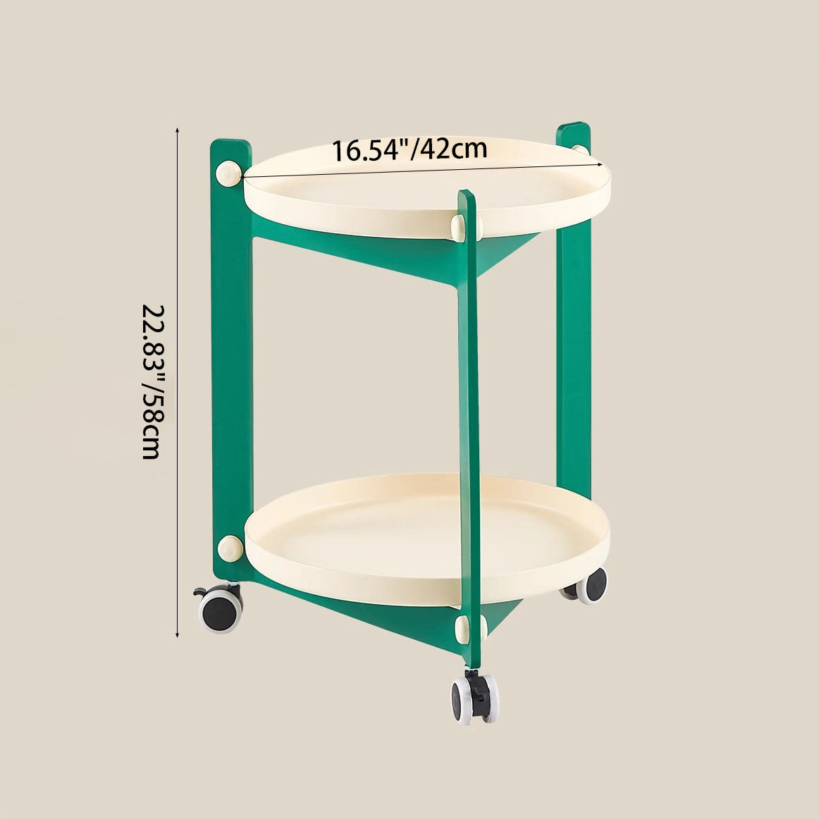 Contemporary Creative PVC Stainless Steel Mobile Round Rectangle End Table 2-Tier For Living Room
