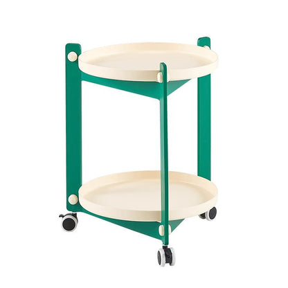 Contemporary Creative PVC Stainless Steel Mobile Round Rectangle End Table 2-Tier For Living Room