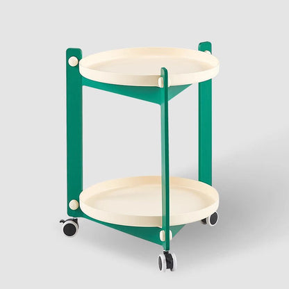 Contemporary Creative PVC Stainless Steel Mobile Round Rectangle End Table 2-Tier For Living Room