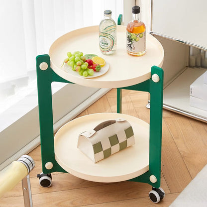 Contemporary Creative PVC Stainless Steel Mobile Round Rectangle End Table 2-Tier For Living Room