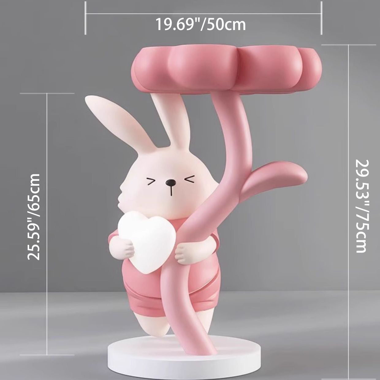 Modern Art Deco Resin Clover Cartoon Rabbit End Table 1-Tier For Living Room
