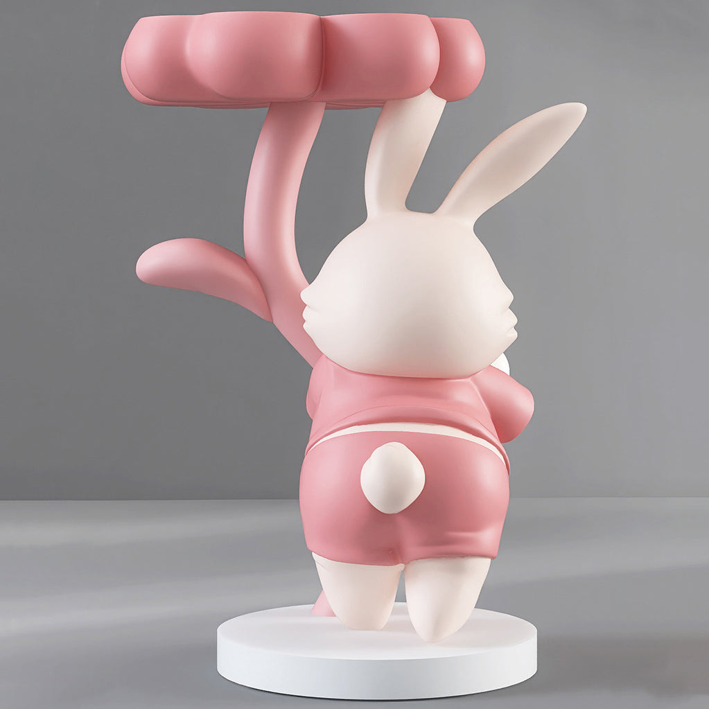 Modern Art Deco Resin Clover Cartoon Rabbit End Table 1-Tier For Living Room