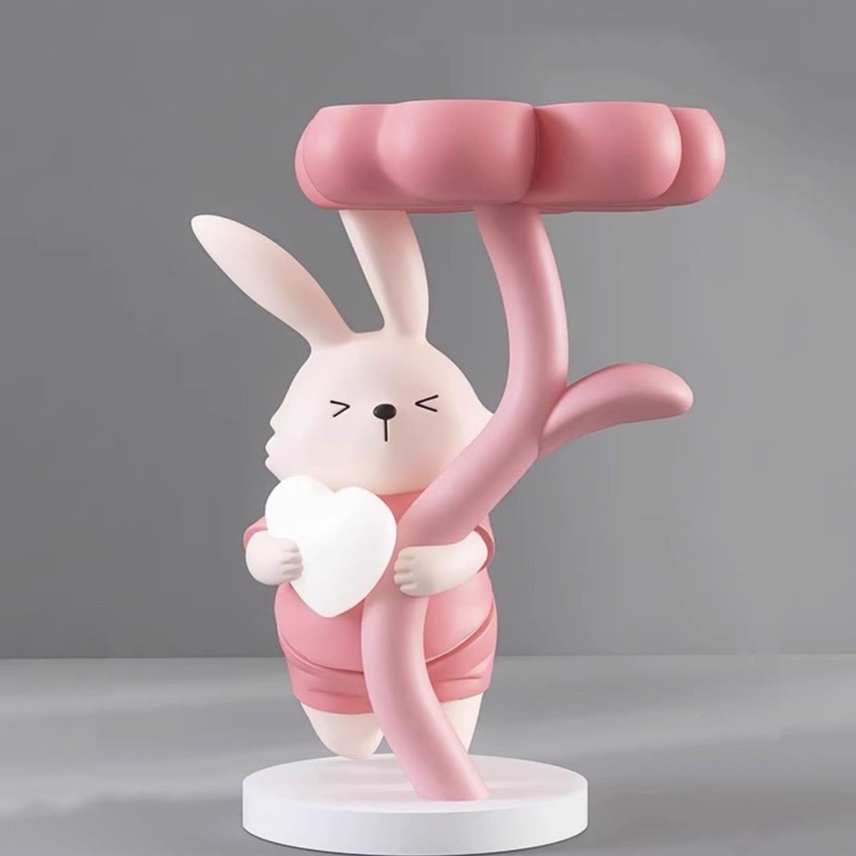 Modern Art Deco Resin Clover Cartoon Rabbit End Table 1-Tier For Living Room