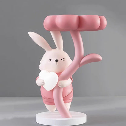 Modern Art Deco Resin Clover Cartoon Rabbit End Table 1-Tier For Living Room