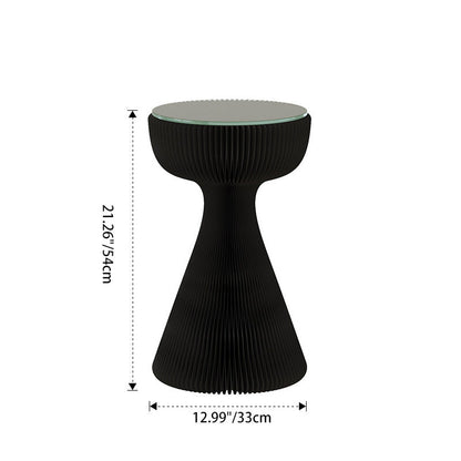 Contemporary Creative Tempered Glass Paper Cone Round End Table 1-Tier For Living Room