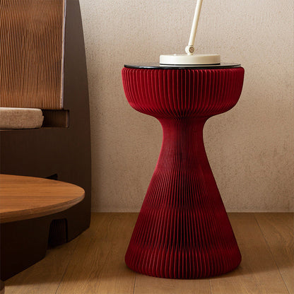 Contemporary Creative Tempered Glass Paper Cone Round End Table 1-Tier For Living Room