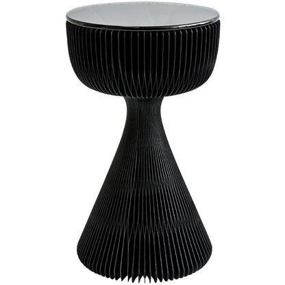 Contemporary Creative Tempered Glass Paper Cone Round End Table 1-Tier For Living Room