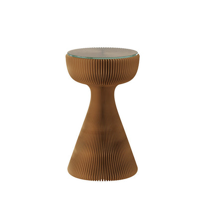 Contemporary Creative Tempered Glass Paper Cone Round End Table 1-Tier For Living Room