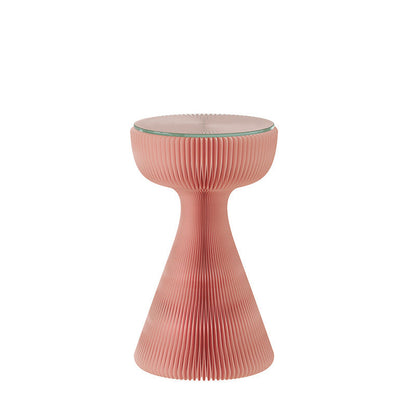 Contemporary Creative Tempered Glass Paper Cone Round End Table 1-Tier For Living Room