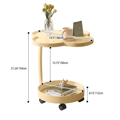 Contemporary Creative PP Carbon Steel Clover Shape Round End Table 2-Tier For Living Room