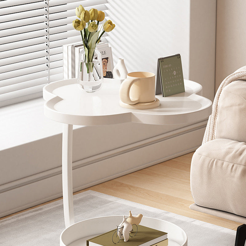 Contemporary Creative PP Carbon Steel Clover Shape Round End Table 2-Tier For Living Room