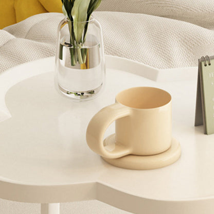 Contemporary Creative PP Carbon Steel Clover Shape Round End Table 2-Tier For Living Room