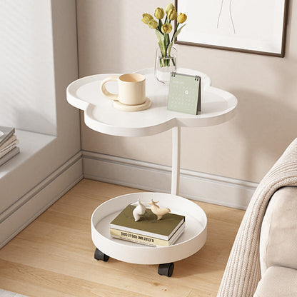Contemporary Creative PP Carbon Steel Clover Shape Round End Table 2-Tier For Living Room