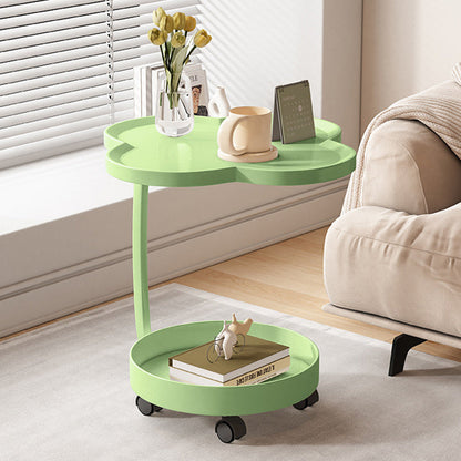 Contemporary Creative PP Carbon Steel Clover Shape Round End Table 2-Tier For Living Room