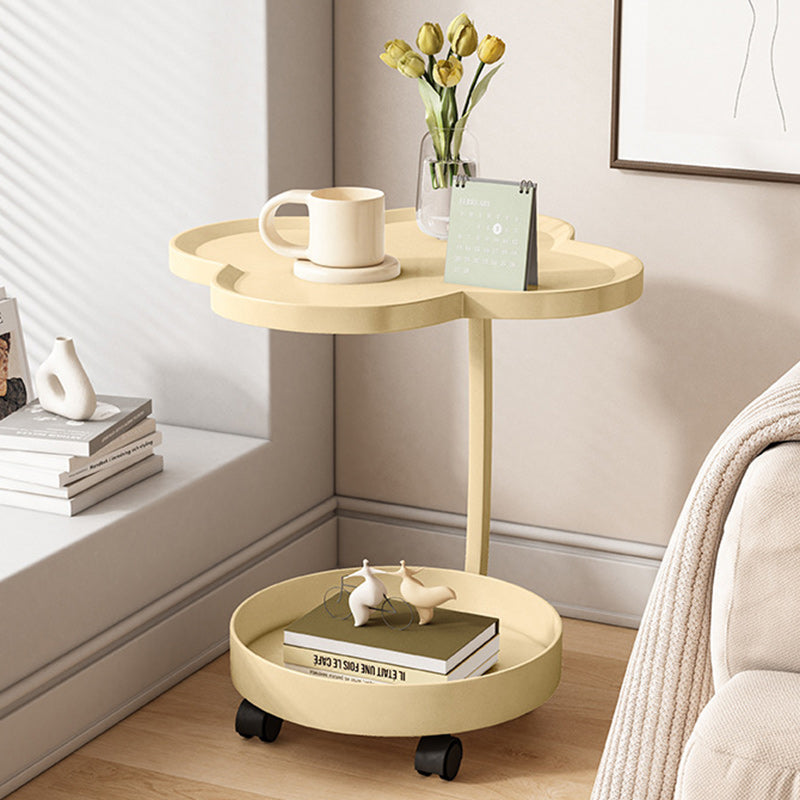 Contemporary Creative PP Carbon Steel Clover Shape Round End Table 2-Tier For Living Room