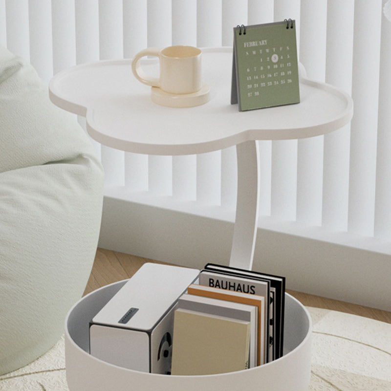 Contemporary Creative PP Carbon Steel Clover Shape Round End Table 2-Tier For Living Room