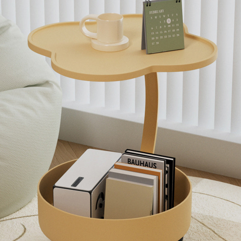 Contemporary Creative PP Carbon Steel Clover Shape Round End Table 2-Tier For Living Room